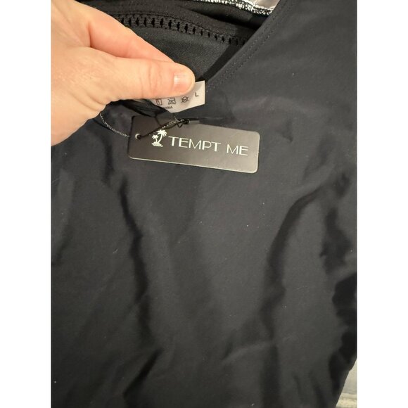 Leopard Print & Black Halter One-Piece Swimsuit With Ruched Waist - Large - Picture 3 of 5